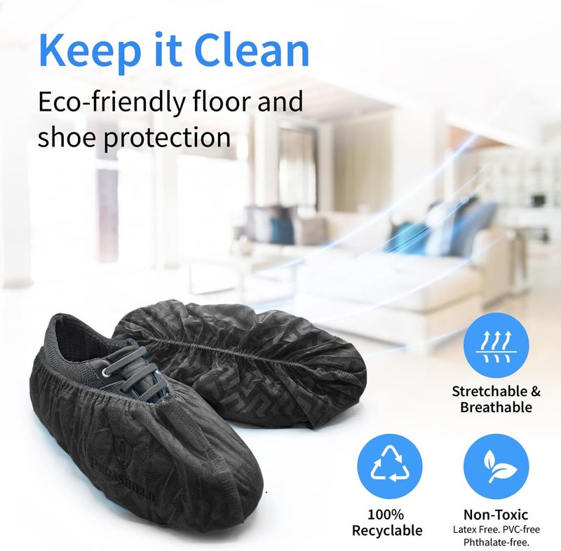 PedaShield Store 330 Premium XL Booties -Thick Extra Large Disposable Boot & Shoe Covers, Non Slip Foot Protectors, Construction Durable 42GSM for Indoors Outdoors, Up to US Men 13, Women 15 - Black - Image 5